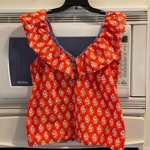 J. Crew Vibrant orange Floral Blouse